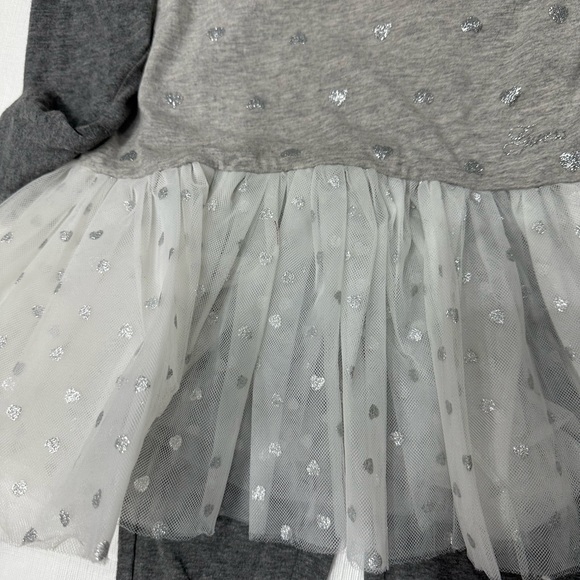 GUESS Girls Size (S) 4- Grey Hearts Outfit Dress & Leggings Gray - Picture 3 of 7